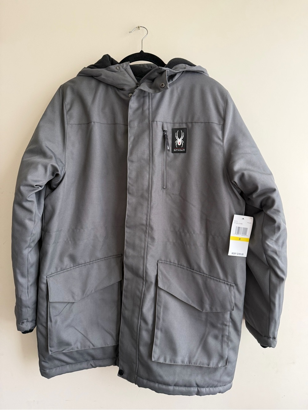 NWT Spyder Men’s Gray Hooded Puffer Coat